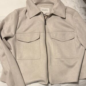 Banana Republic Light Beige Faux Suede Zip Front Jacket